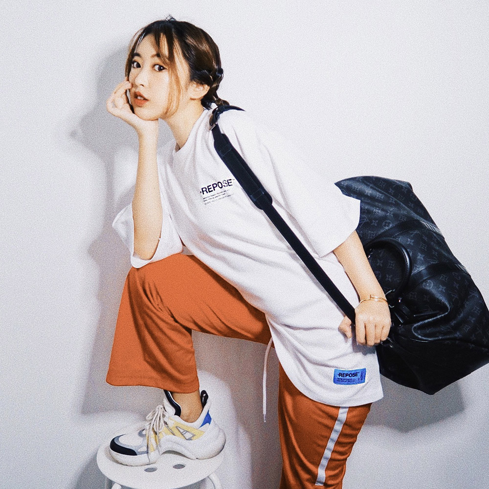 REPOSE Japan Orange Logo Tee Style Fashion