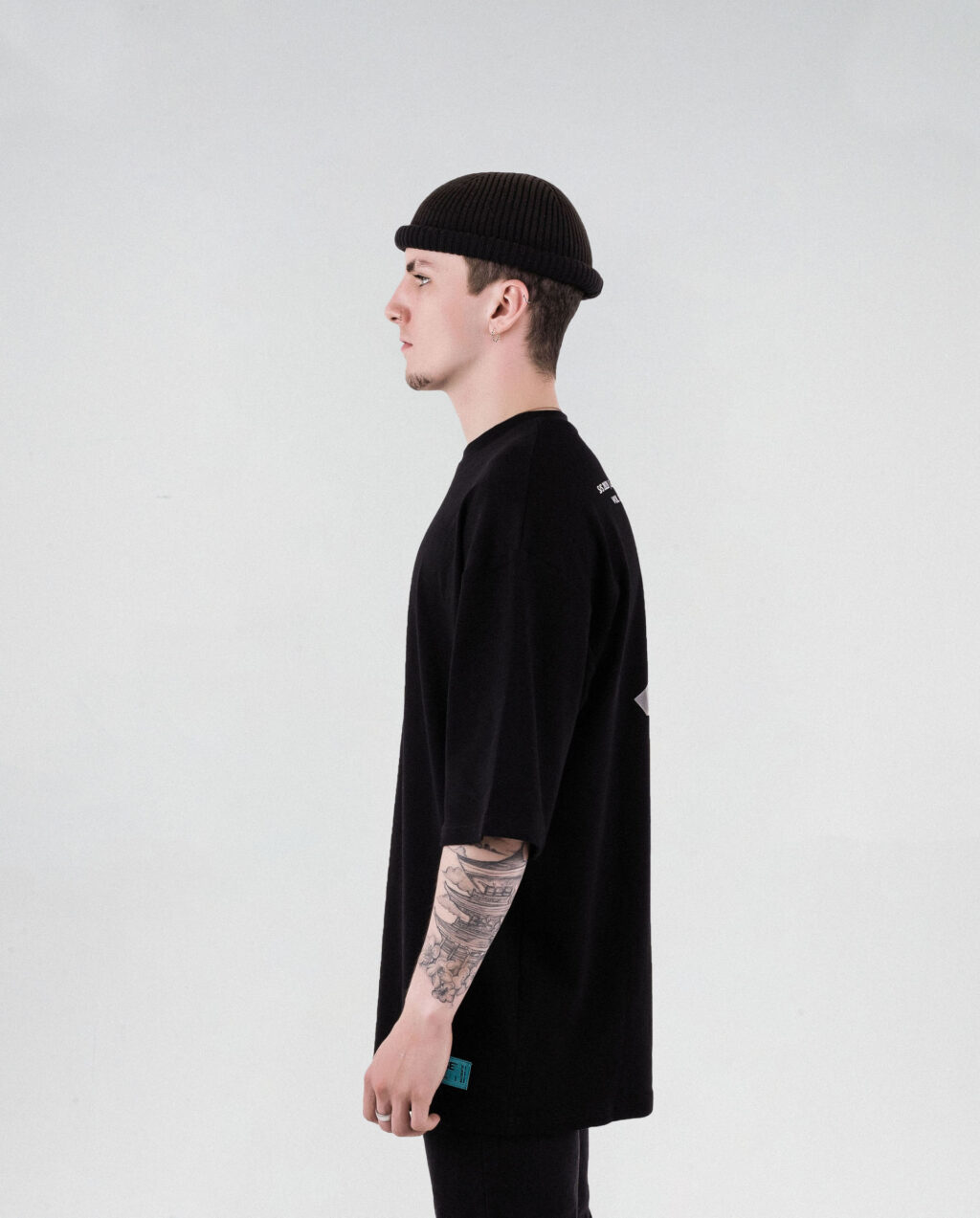 Side of Repose Angle Logo Reflective Tee in Black
