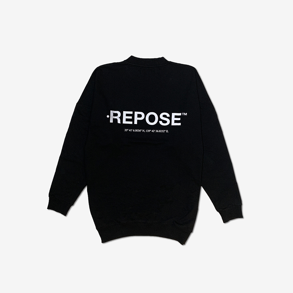 REPOSE Neck Logo Reflective Sweater, Design by REPOSE in Shibuya, Tokyo. F/W 20-21 Vol 1.1 Crewneck