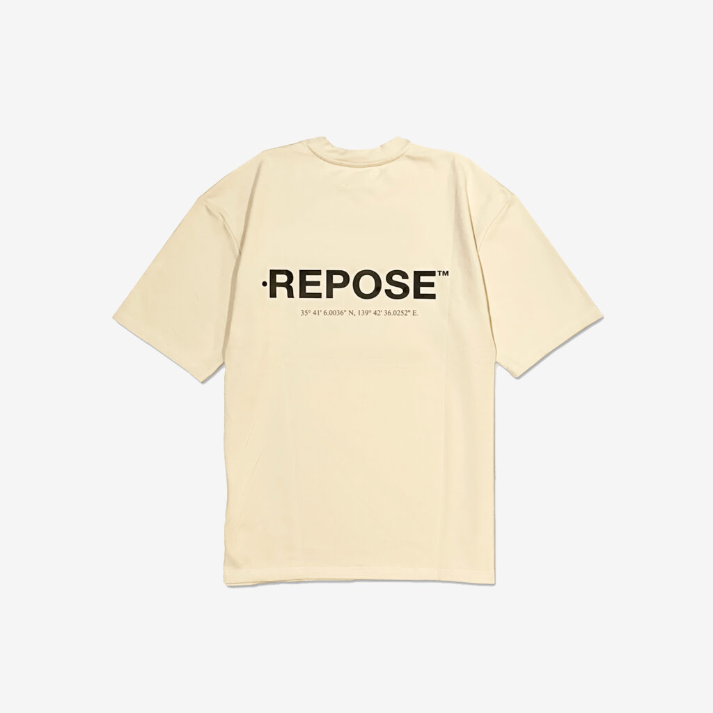 REPOSE Middle Logo Tee Natural Khaki Beige