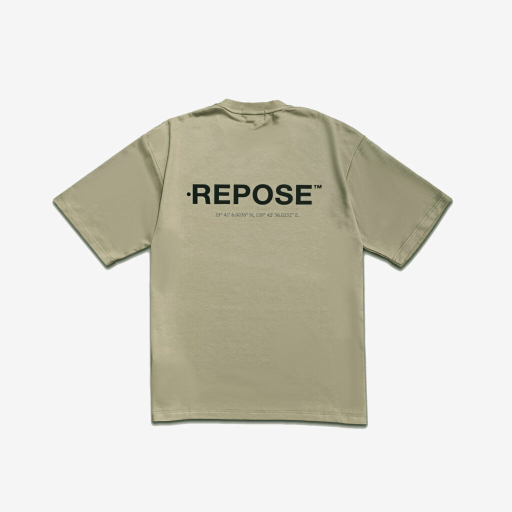 REPOSE Middle Logo Olive Tee