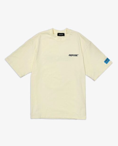 REPOSE Middle Logo Cream White Tee