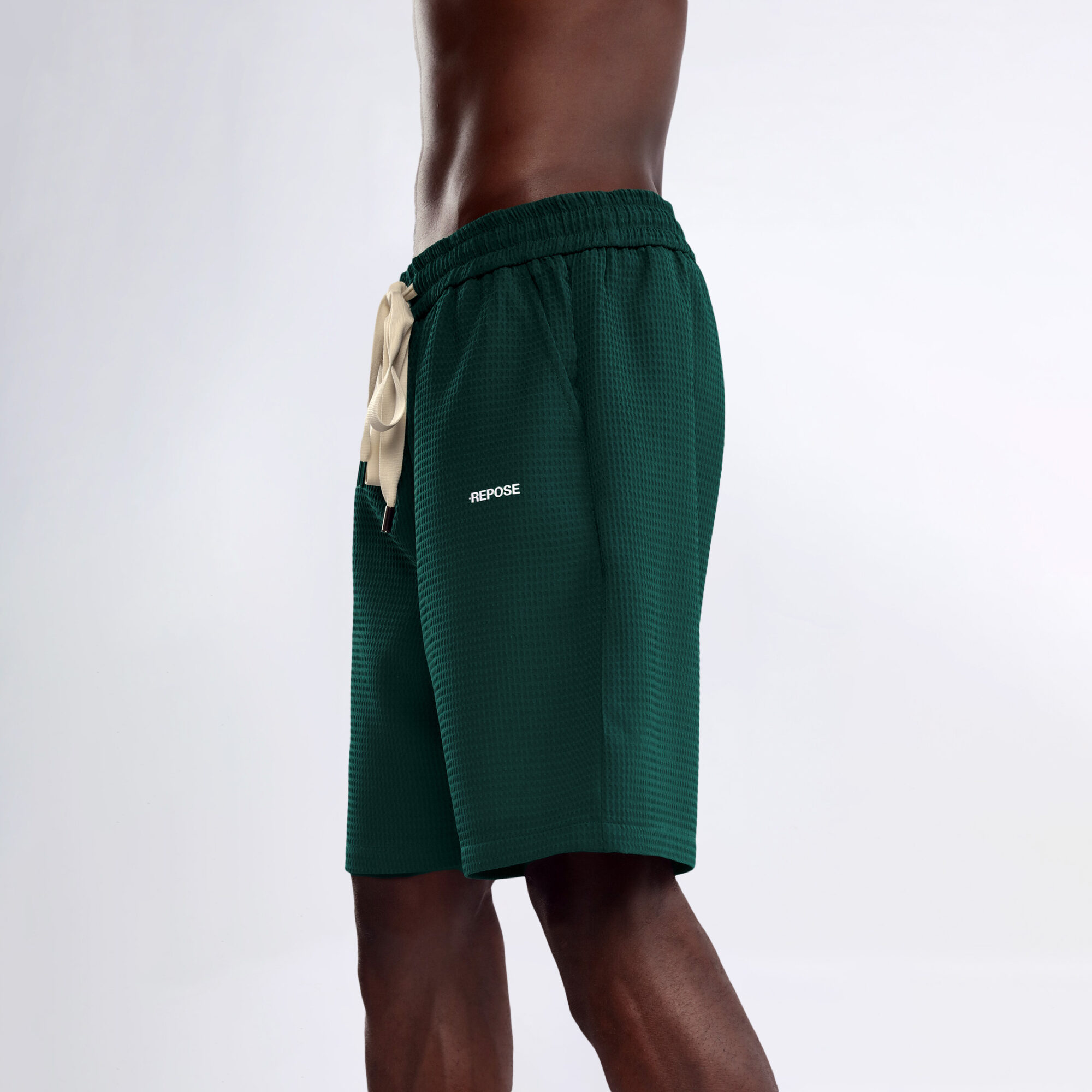 REPOSE Waffle Pine Green Shorts