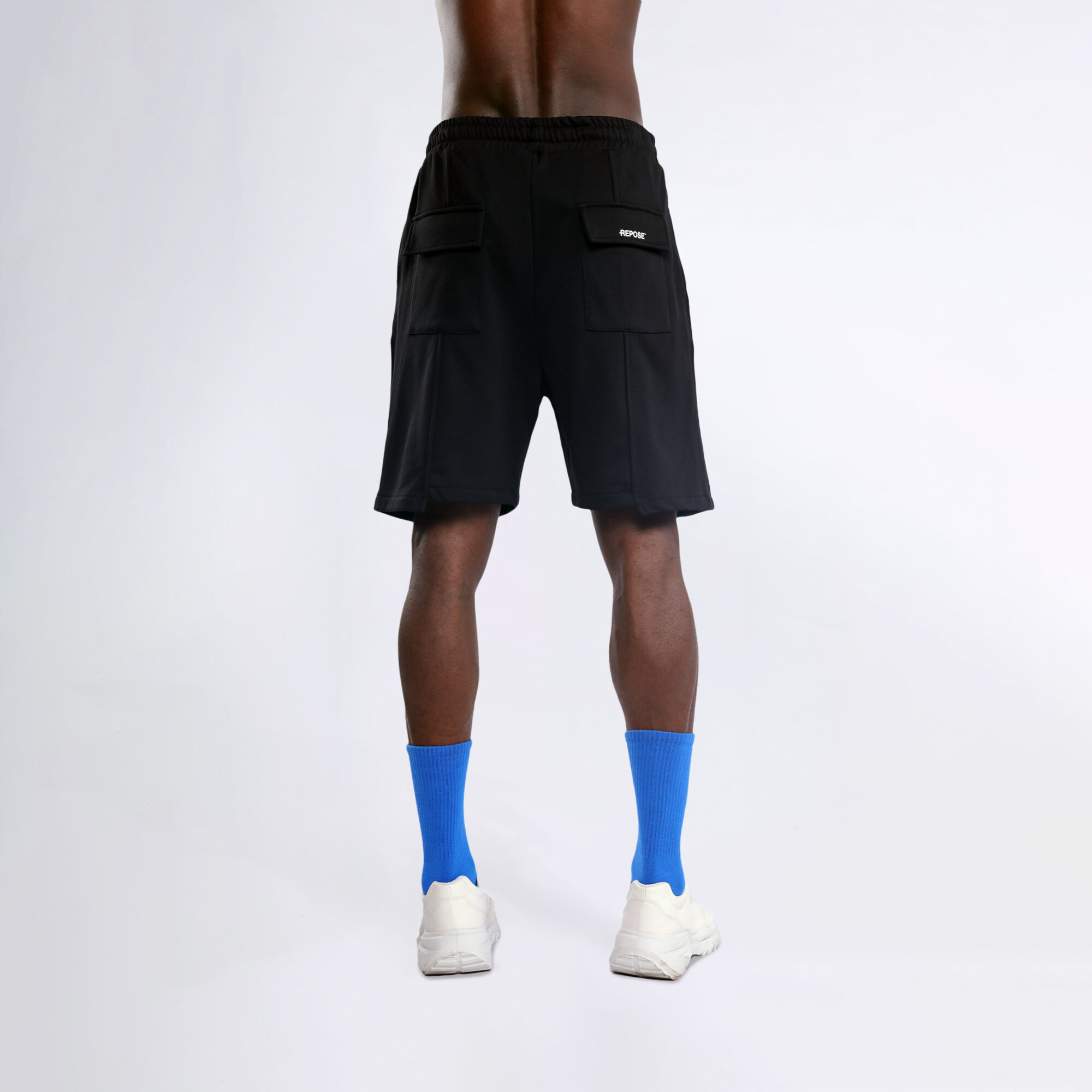 REPOSE Uneven Cut Black Shorts