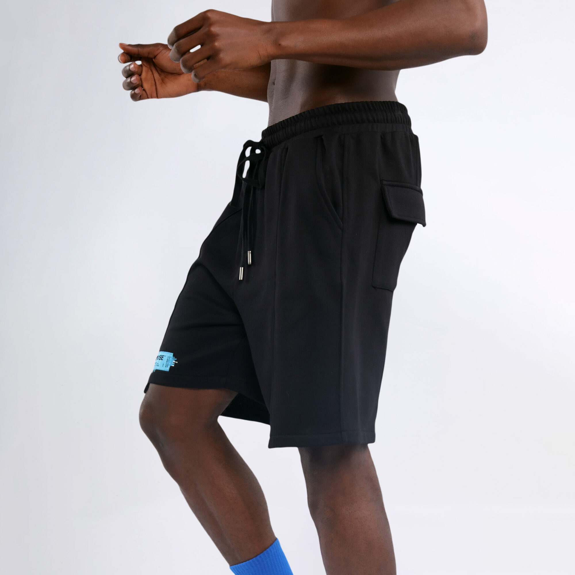 REPOSE Uneven Cut Black Shorts