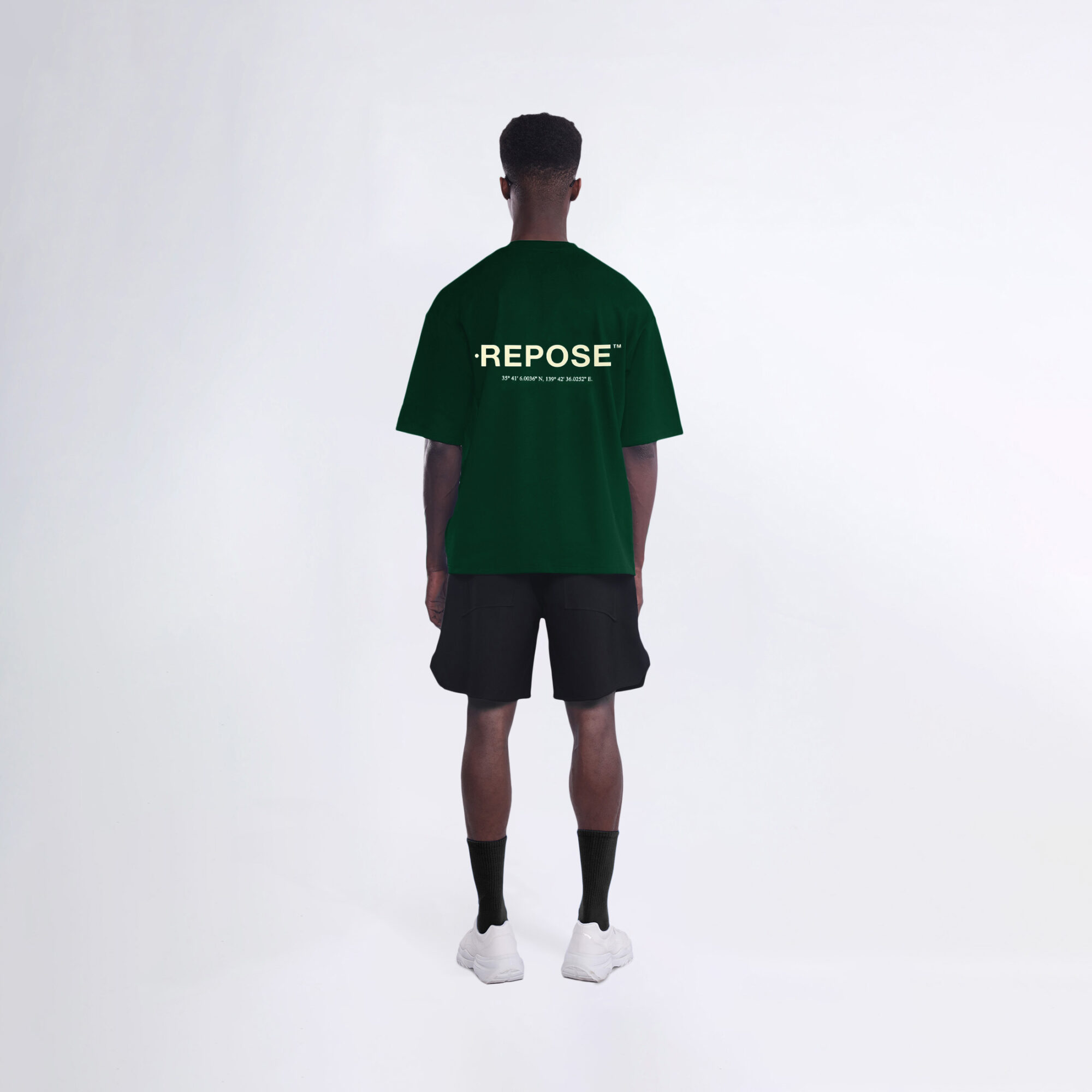 REPOSE Middle Logo Pine Green Tee