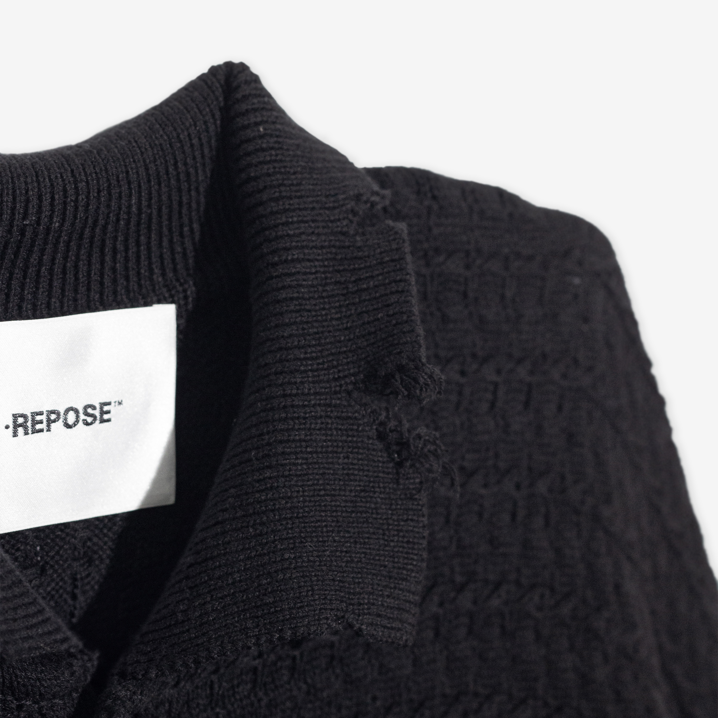 REPOSE Textured Knit Distressed Polo Shirt
