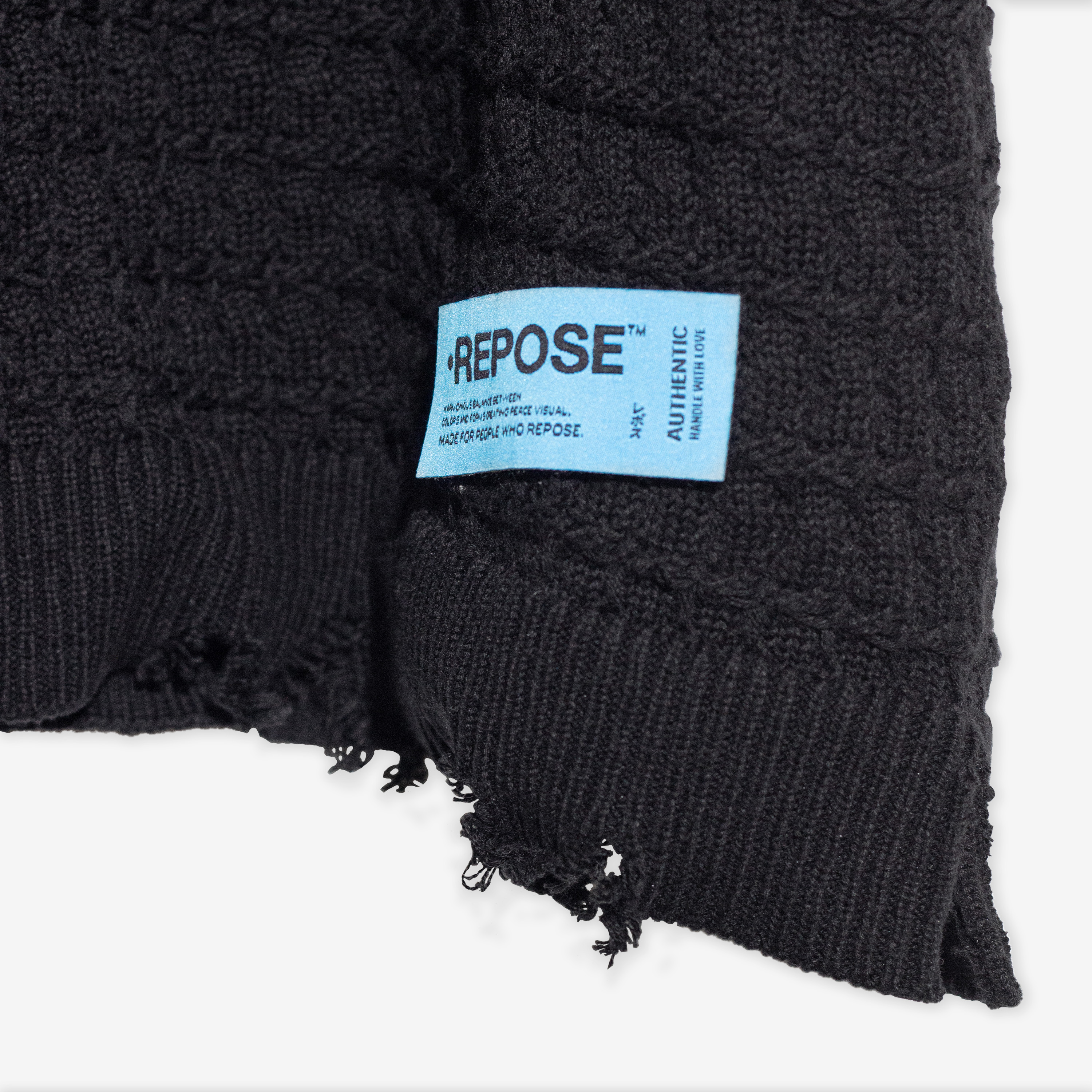 REPOSE Textured Knit Distressed Polo Shirt