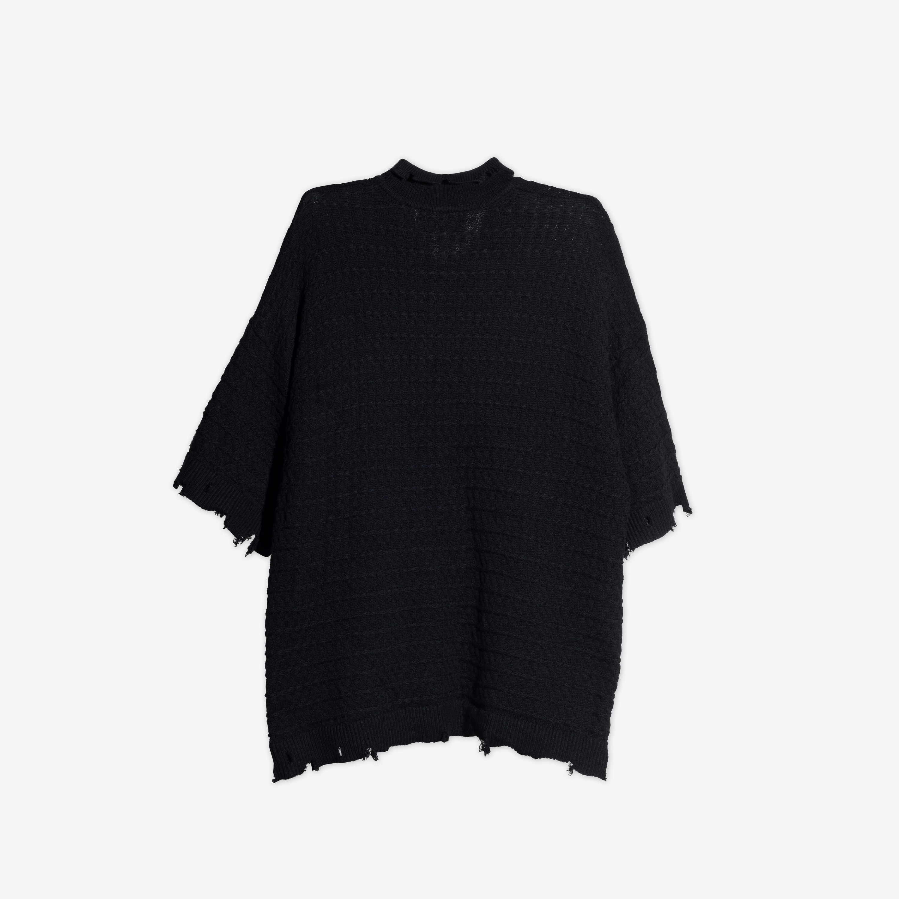 REPOSE Textured Knit Distressed Polo Shirt