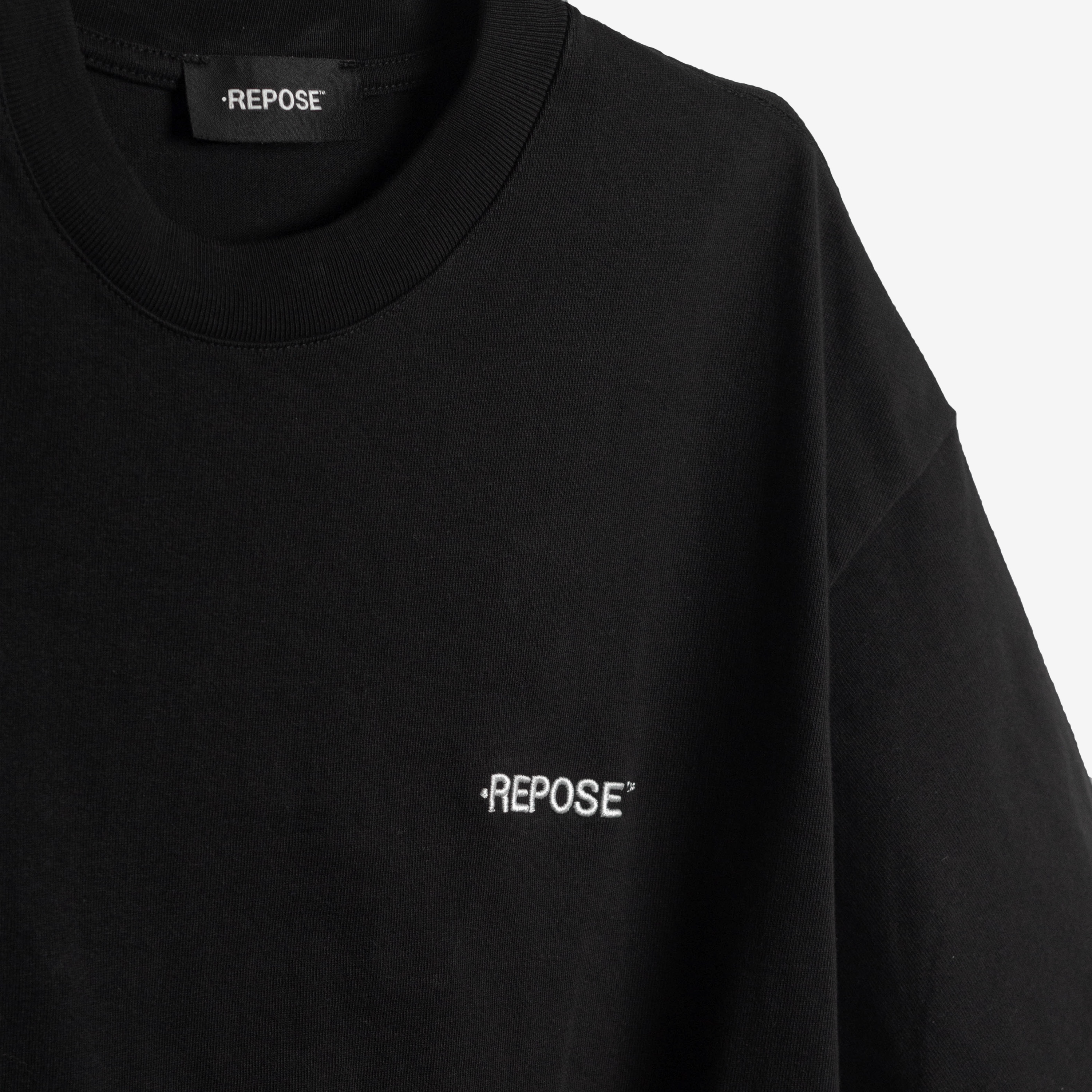 REPOSE Emb Floral Logo Tee
