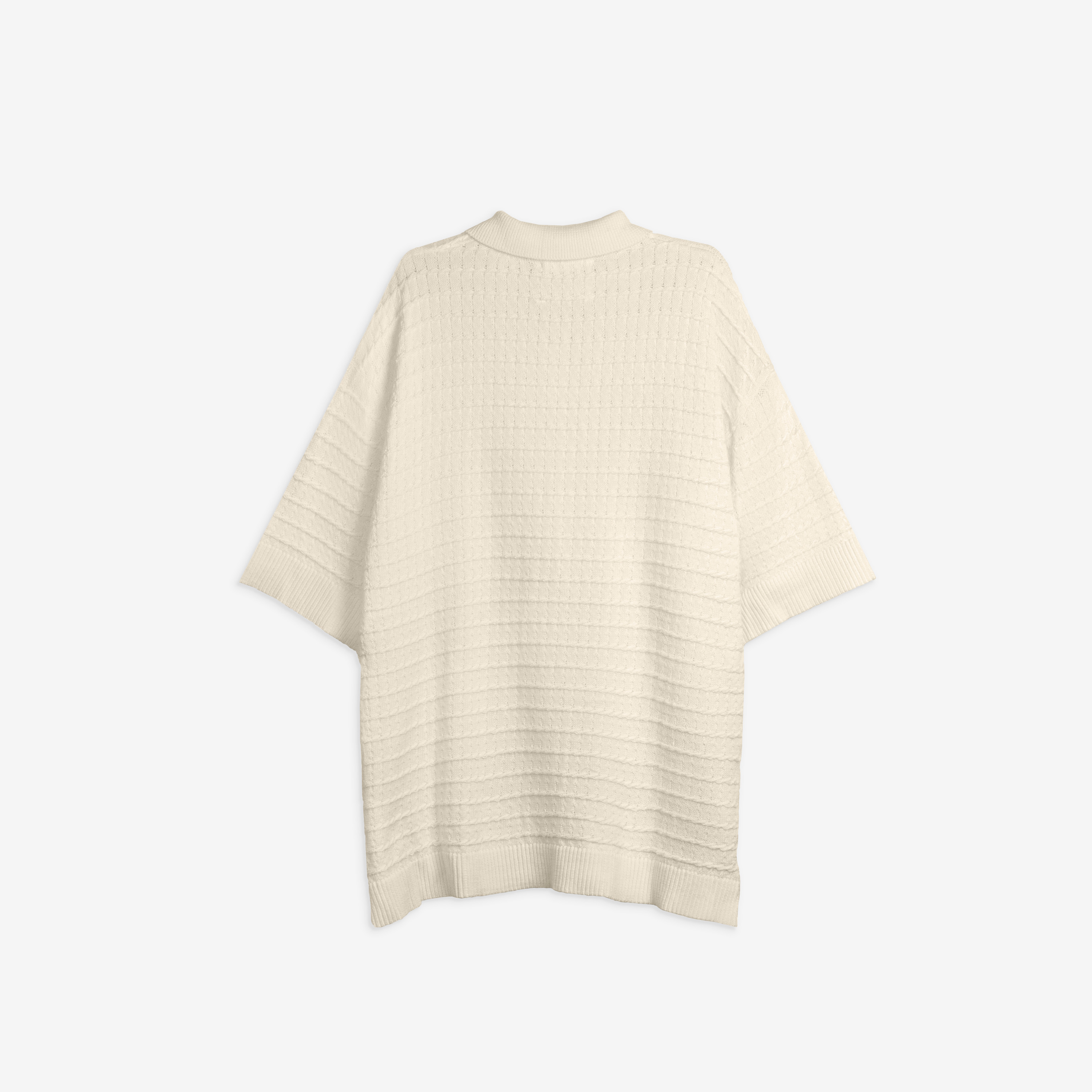 REPOSE Textured Knit Cream Polo Shirt