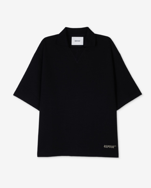 REPOSE Draft Logo Textured Polo Shirts